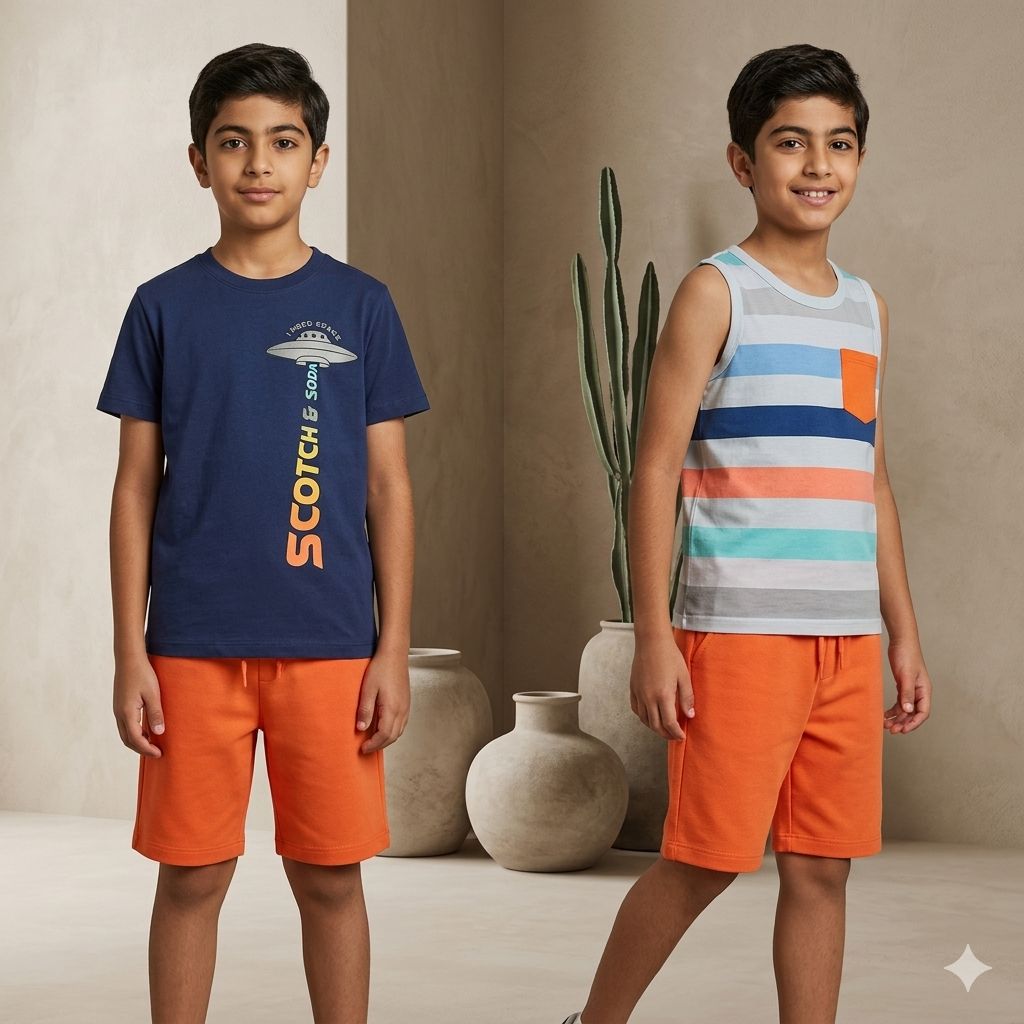 طقم 3 قطع تيشرت و كات و شورت