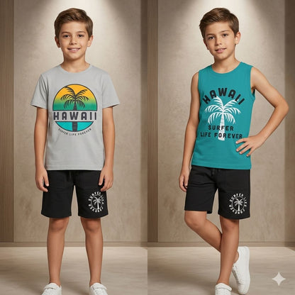 طقم 3 قطع تيشرت و كات و شورت