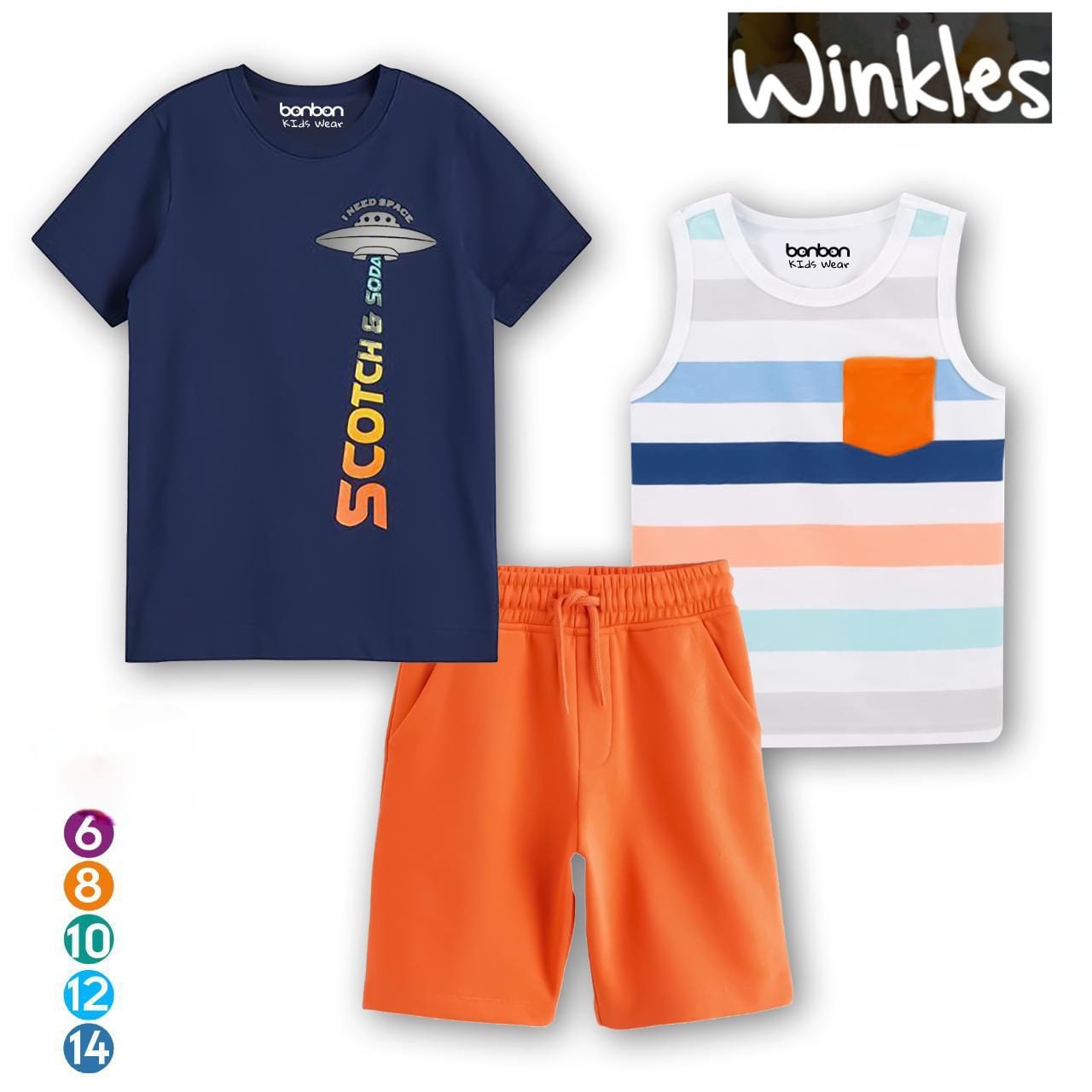 طقم 3 قطع تيشرت و كات و شورت