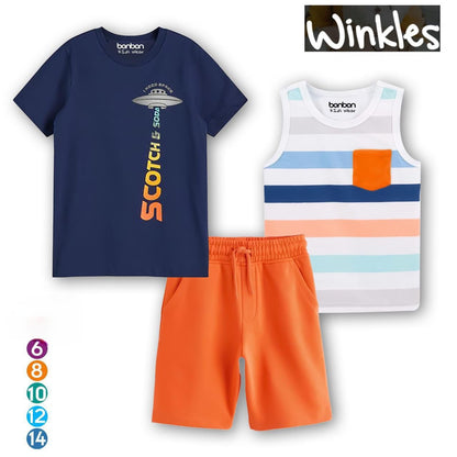 طقم 3 قطع تيشرت و كات و شورت