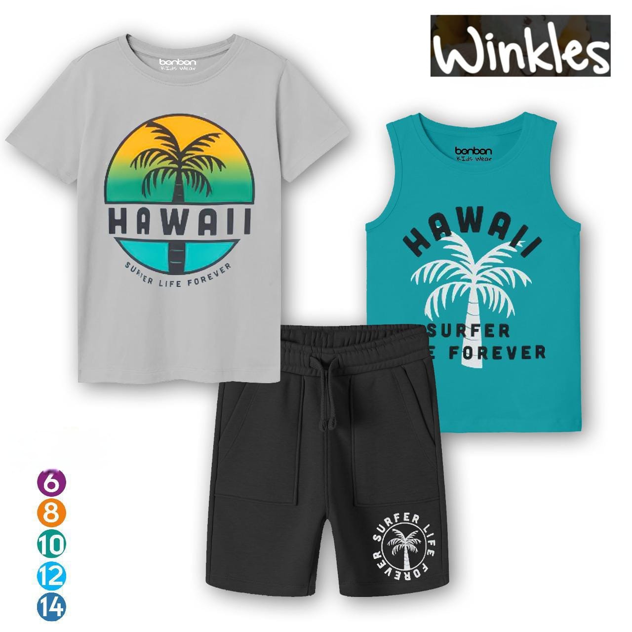 طقم 3 قطع تيشرت و كات و شورت