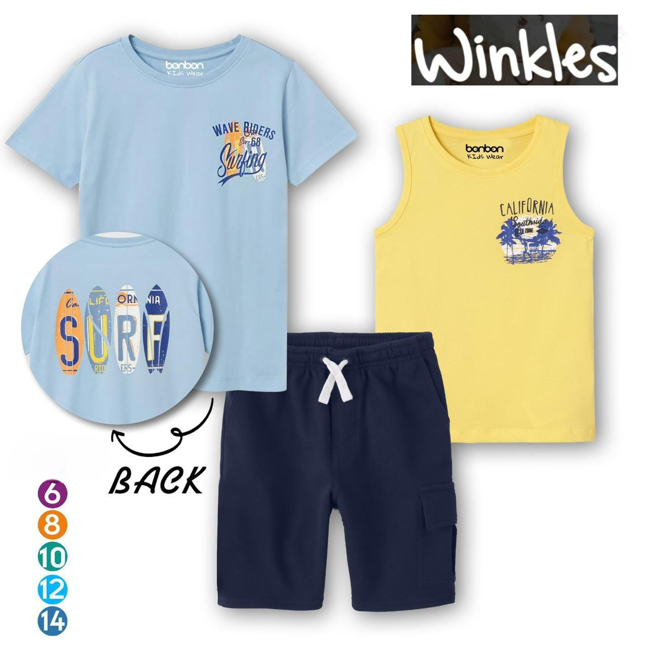 طقم 3 قطع تيشرت و كات و شورت