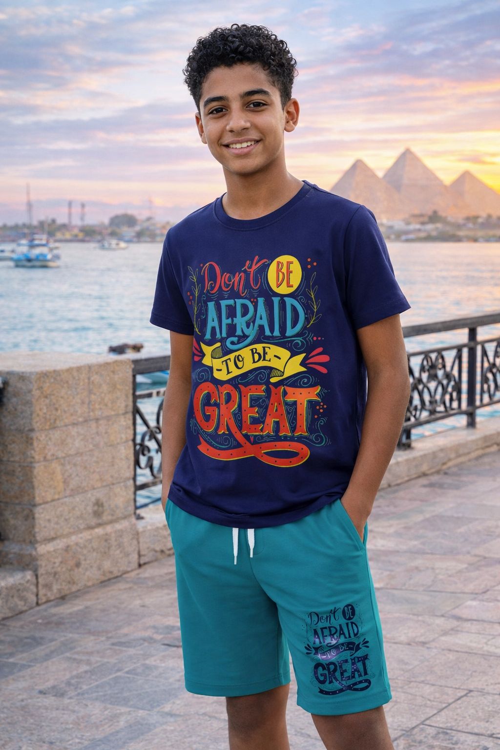 طقم اولادي تيشرت و شورت مطبوع